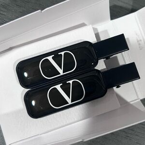 Valentino Black Logo Hair Clips